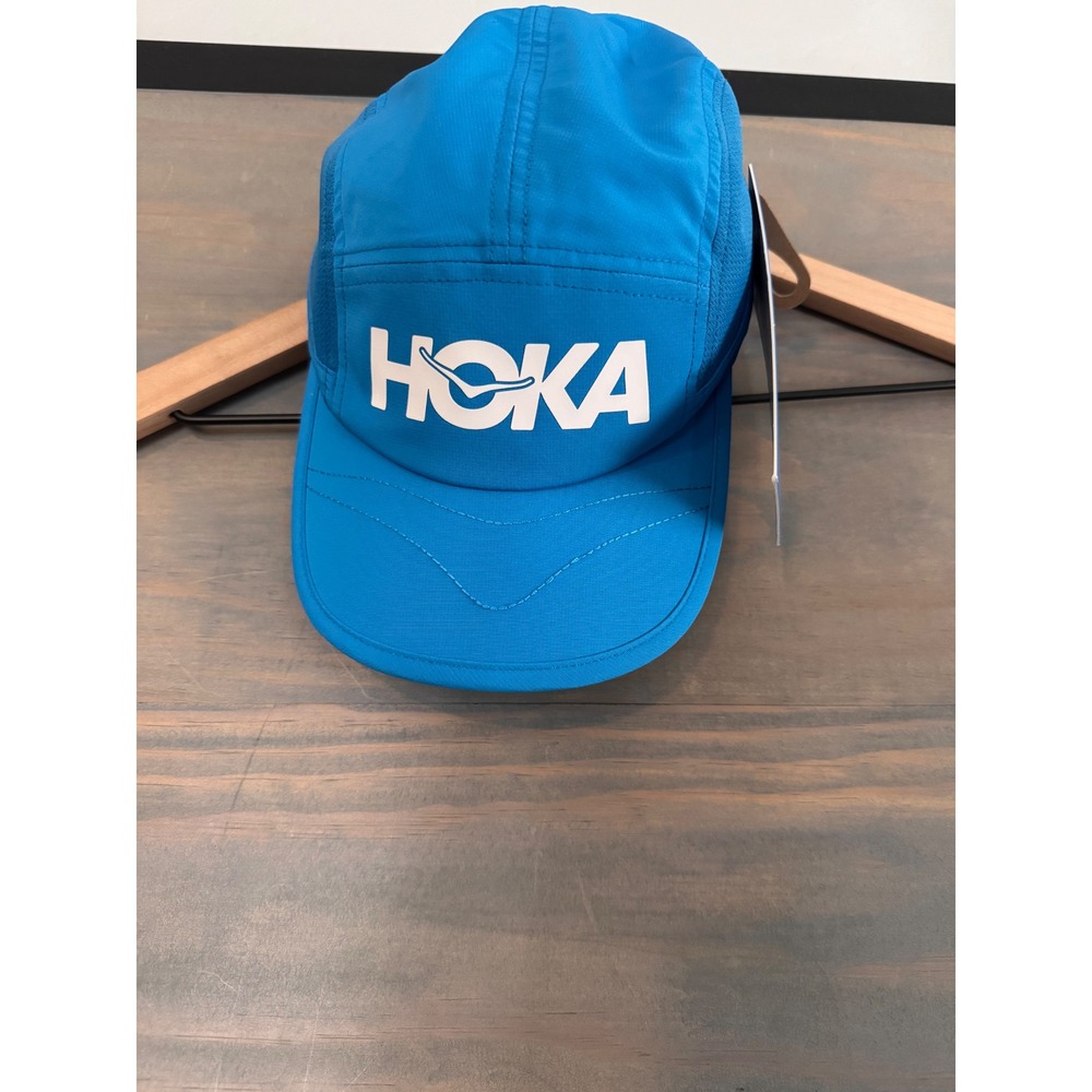 Hoka One One Performance Run Hat Blue Reflective Logo 5 Panel Cap 1164330/HKB